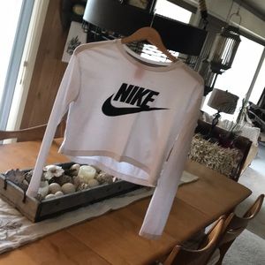 Nike white long sleeve crop top